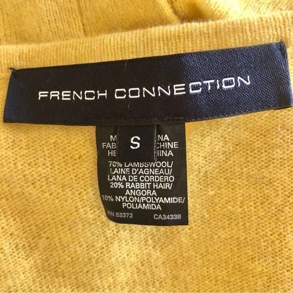 French Connection Yellow Lambswool & Rabbit Hair Crocket Detail Wrap Top Small - Picture 6 of 7